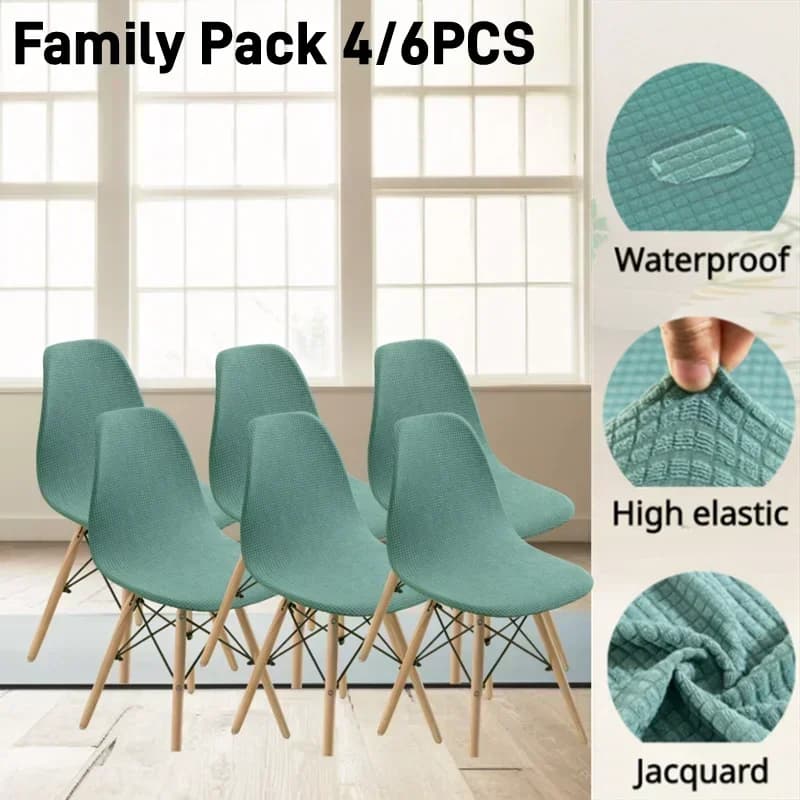 1/4/5/6 Stück Family Pack Shell Stuhlbezug, wasserdichter Sitzbezug, dünn im Sommer, Esszimmer, Antifouling, abnehmbarer Hockerbezug