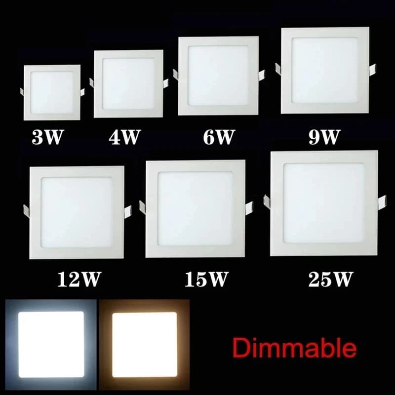 Dimmbares LED-Downlight 3W 4W 6W 9W 12W 15W 25W Quadratisches LED-Spotlicht AC85~265V Deckenleuchte Innen-Einbau-Downlight