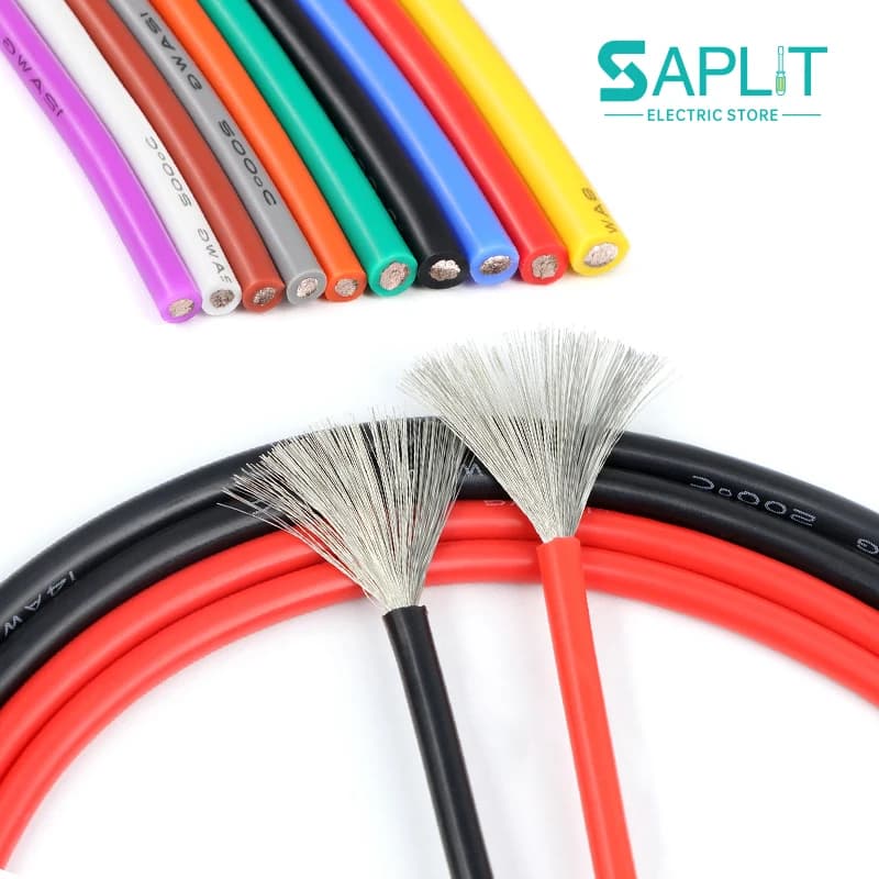 10 Farben 5/10m Silikon-Elektrokabel 30 28 26 24 22 20 18 16 14 12 10 08AWG Weicher Mehradrig Hochtemperaturbeständiger Verzinnter Kupferdraht
