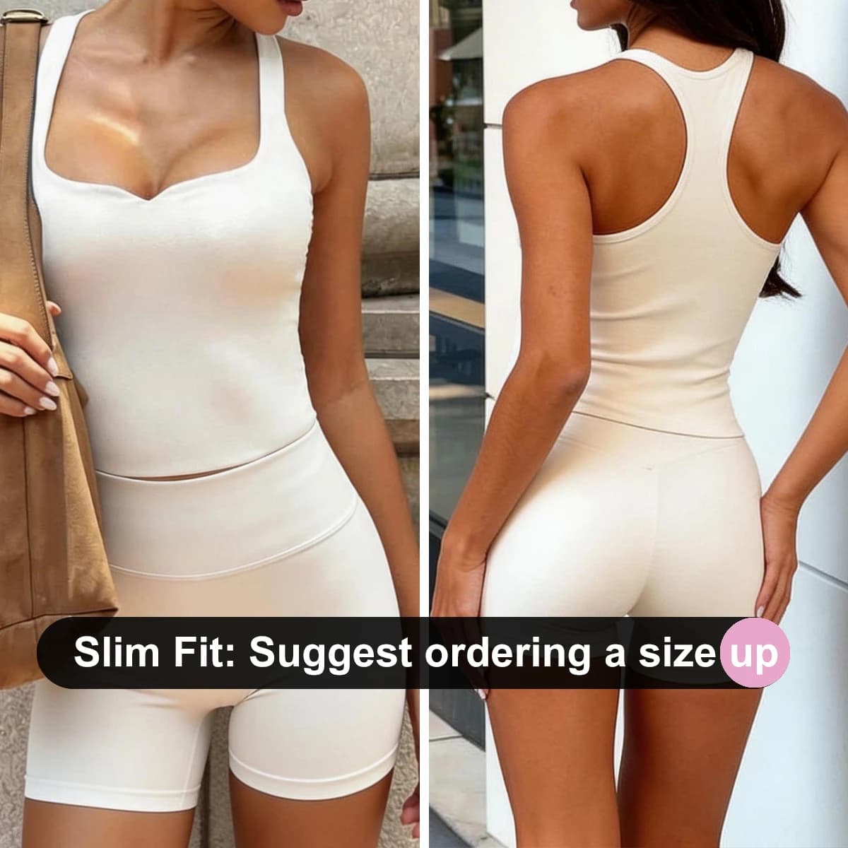 CSB Form Tank Lyla Racerback Tanktop mit integriertem BH & High-Waist-Leggings Gym-Set Fitness-Sportbekleidung
