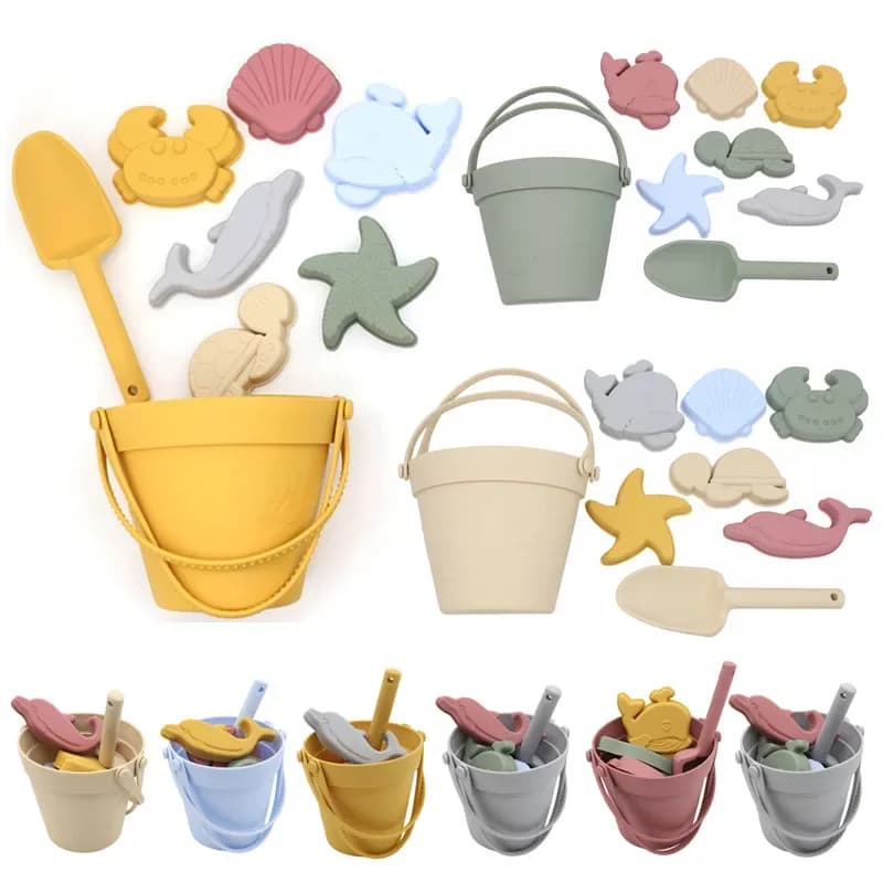 8 Stück Sommer Strand Spielzeug Kinder weichen Silikon Sandkasten Set Strand Spiel Silikon Sand Spielzeug für Kleinkinder Kinder schwimmen Spiele