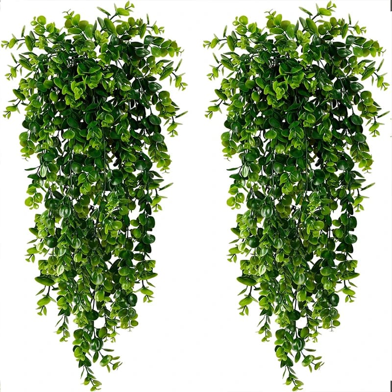 Künstliche Hängepflanzen, künstliche Eukalyptusblätter, grüne Weinrebe, UV-beständige Kunststoffpflanzen für den Außenbereich, für DIY-Heim-