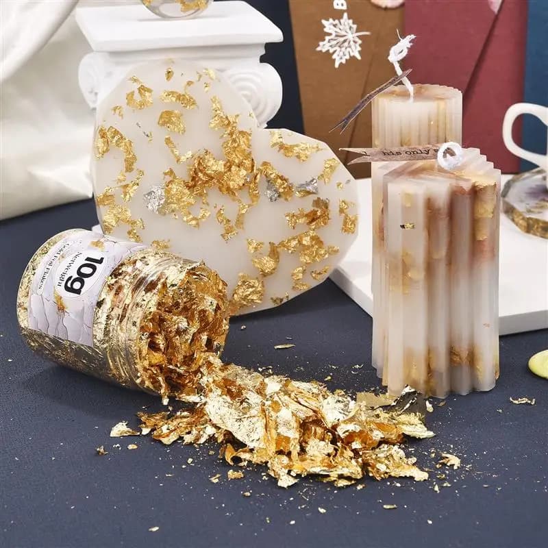 Imitationsgold Silber Kupferfolie Pailletten Glitzer Bastelblätter Glänzende Folienblätter für Vergoldung DIY Nagelkunst Dekoration