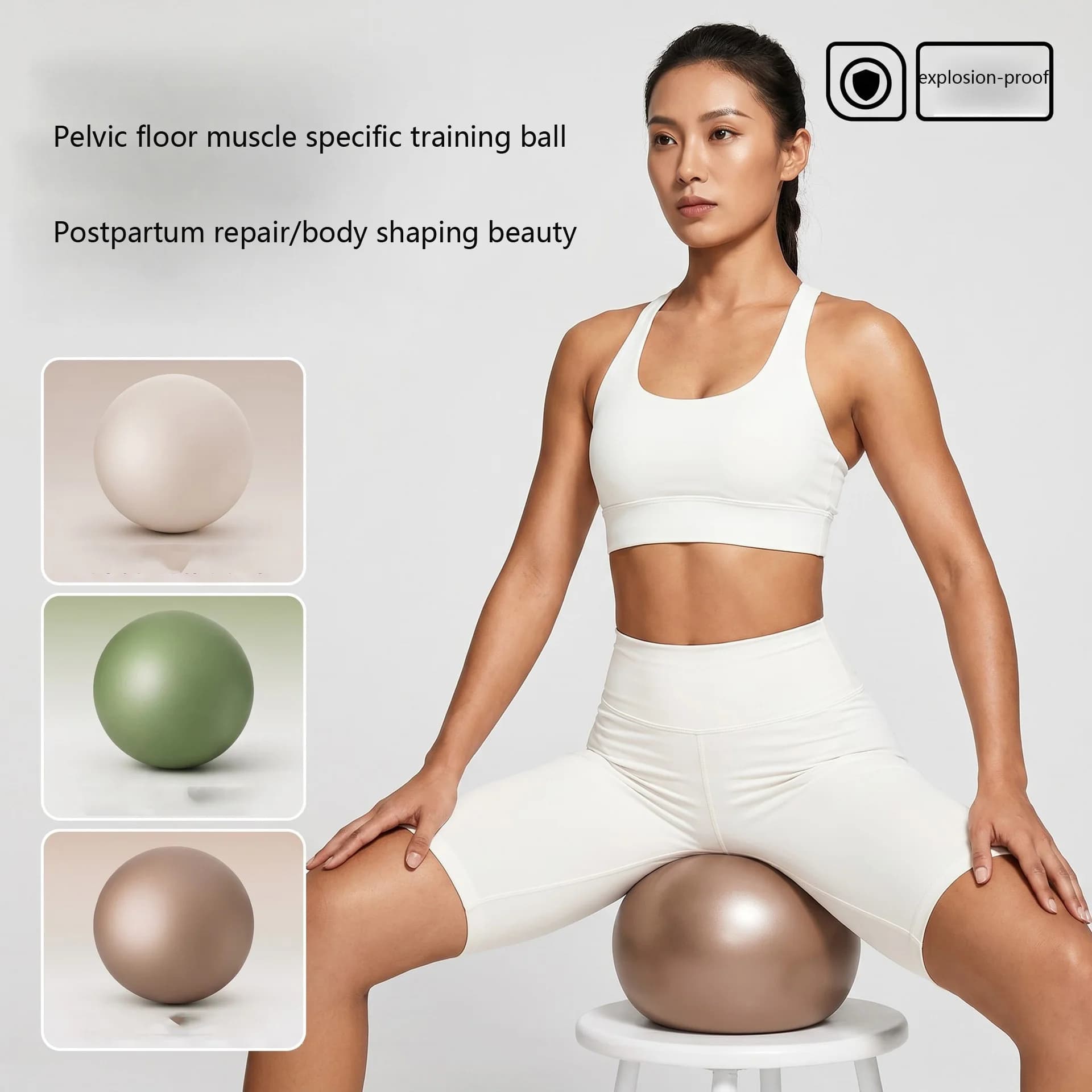 Fitnessball für Frauen, Verdickter Anti-Explosions-Ball mit 22 cm Durchmesser, Pilates-Trainingsball, Gymnastik-Fitnessball