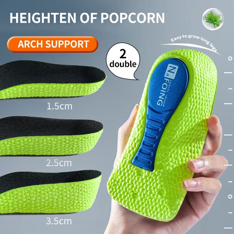 Memory Foam Höhe Erhöhen Einlegesohlen für Männer Frauen Schuhe Plattfüße Arch Support Orthopädische Einlegesohlen Turnschuhe Ferse Lift Pflege