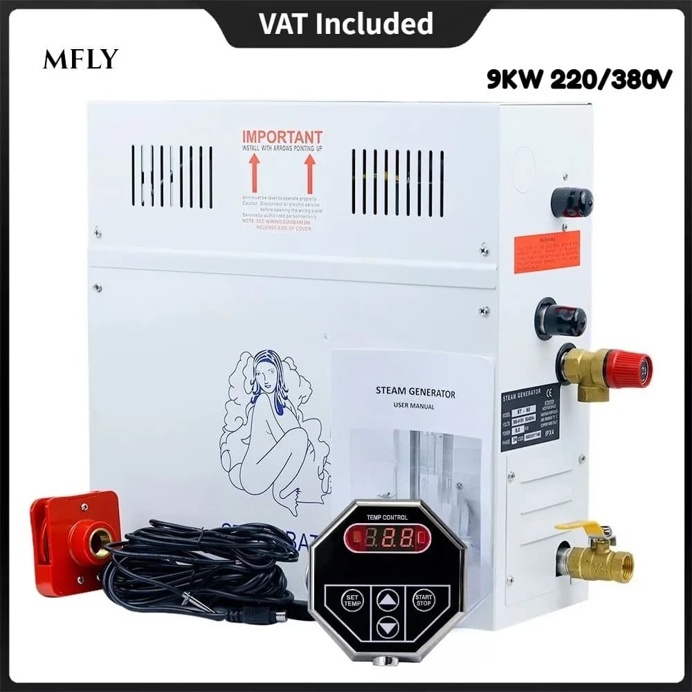 ST-90 9KW 220V/380V Dampfgenerator Heimdampfmaschine Sauna Bad SPA Dampfdusche Digitaler Regler Nebelmaschine