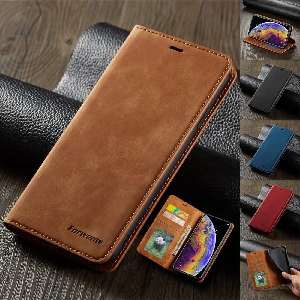Dünne Wildleder-Brieftaschenhülle für iPhone 11 12 13 14 15 16 17 Pro Max Mini XR XS 8 7 6 Plus SE 2020 5S Flip Cover Starker Magnet