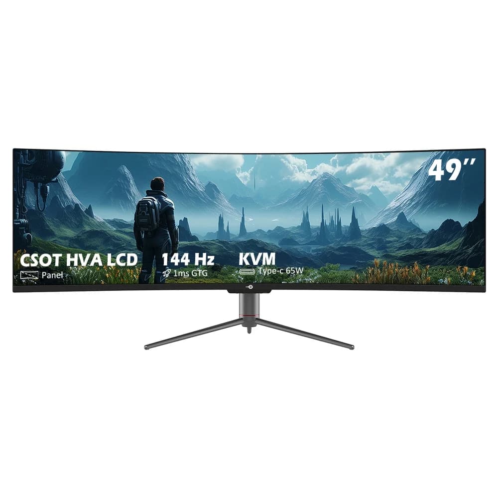 Titan Army C49SHC 49-Zoll-DFHD-3840×1080-Curved-Gaming-Monitor, CSOT HVA-Panel, 1800R, 144 Hz, Adaptive-Sync, PIP/PBP Split Screen, USB-C 65 W, RJ45