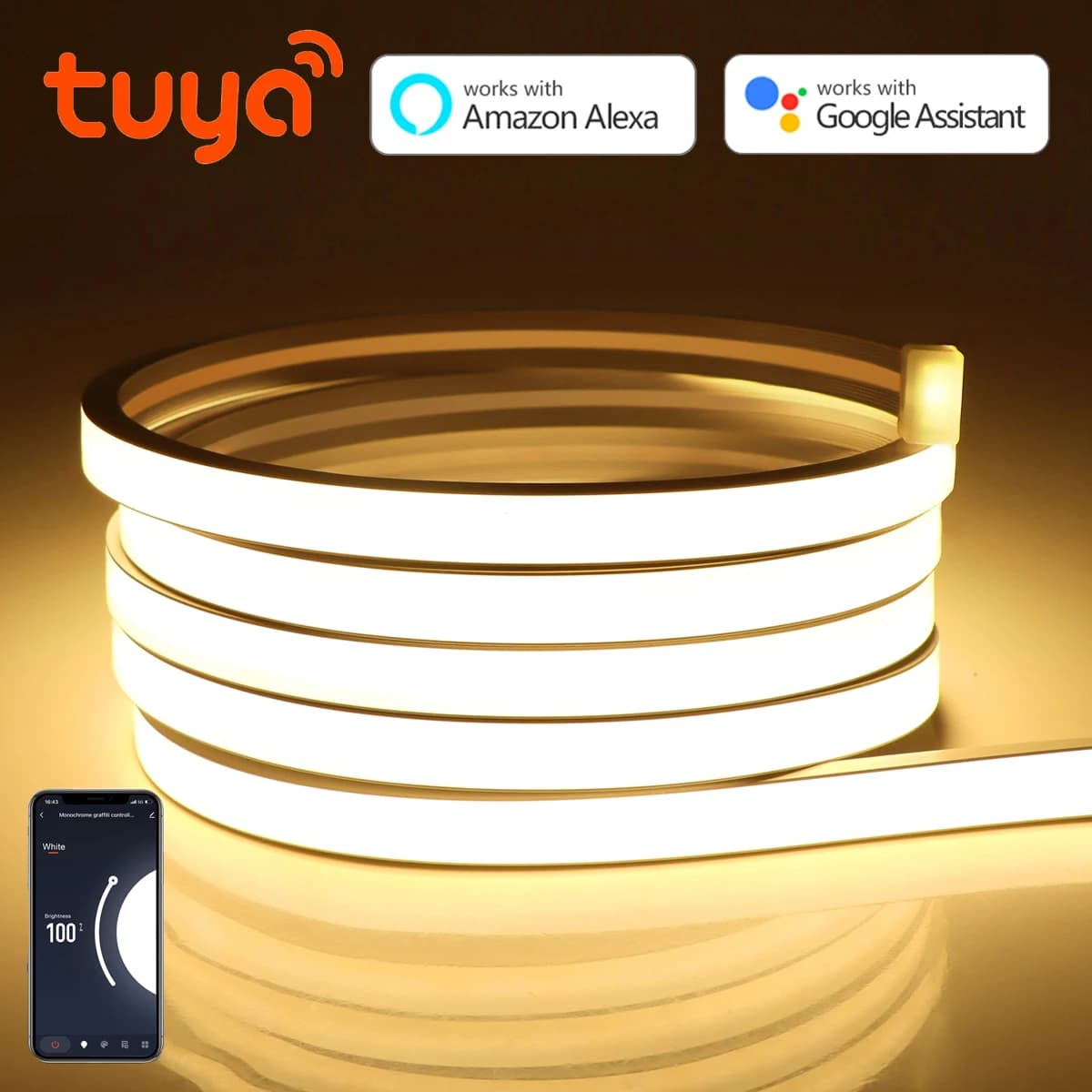 Tuya Smart Home WiFi Drahtlose Steuerung LED Neon Streifen Licht DC5V USB USB Wasserdichte Flexible Band Unterstützung Alexa Echo Google Hause