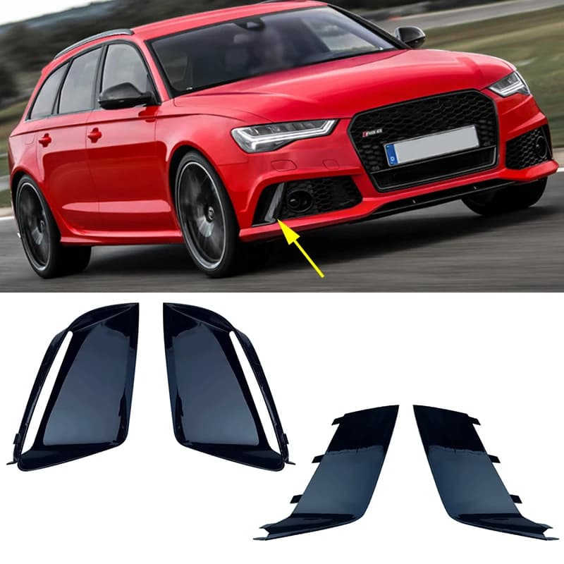Für Audi RS7 2009-2018 RS6 2011-2018 Auto Front Stoßstange Nebel Licht Lampe Zierleiste Schwarz Abdeckung rahmen Shell Kappe Haube Deckel