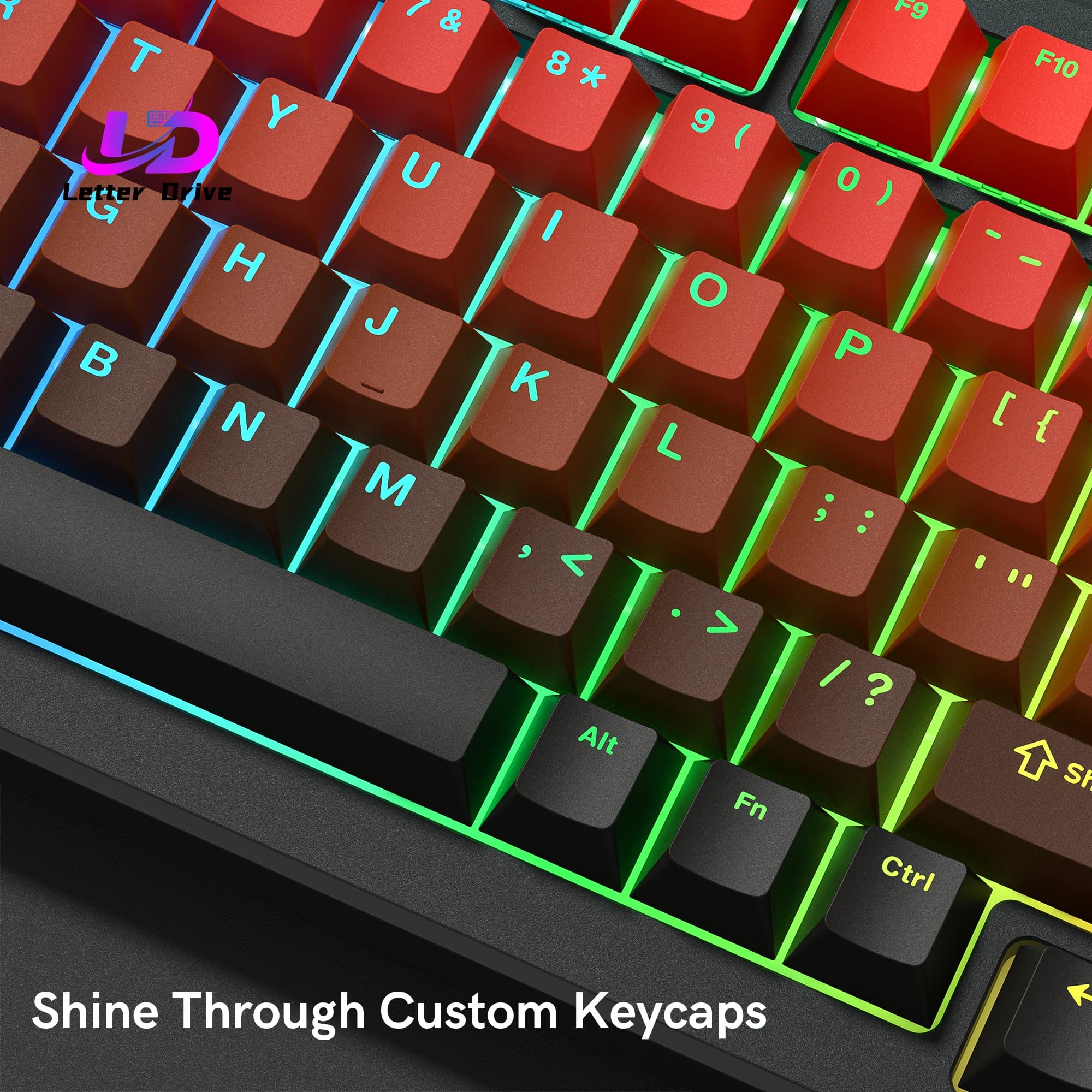 Gradient Red Cherry Profile RGB Hintergrundbeleuchtete Tastenkappen PBT Double Shot Shine-Through Tastenkappen für Cherry MX Switches Mechanische
