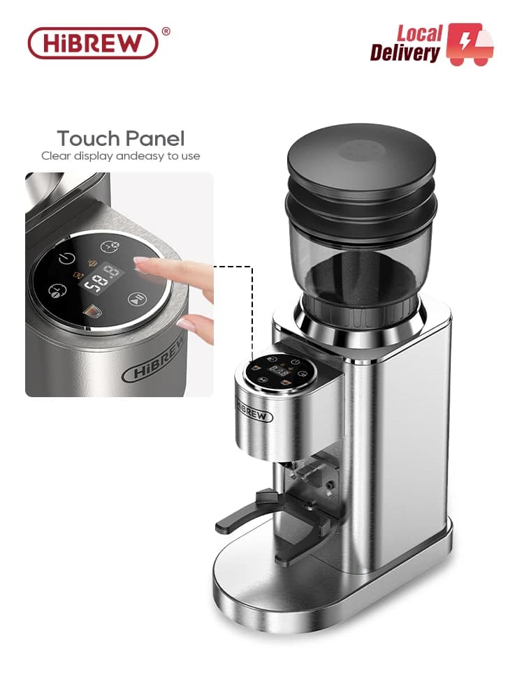 HiBREW Automatische Kaffeemühle, elektrische Kaffeemühle mit 48 Gängen für Espresso, amerikanischer Kaffee, zum Übergießen von visuellen Bohnen,