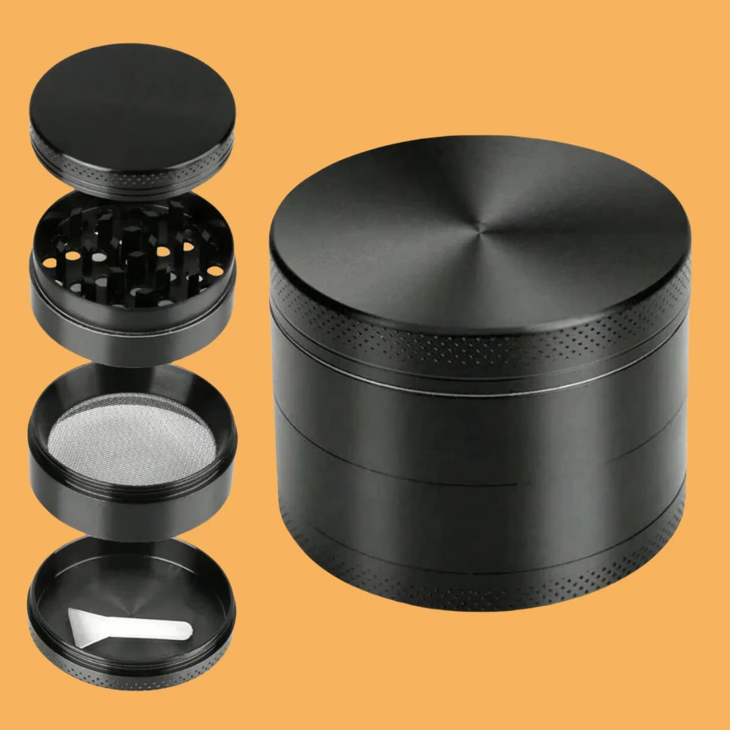 2 Zoll Metall-Kräutermühle 4-Schicht Manuelle Gewürzmühle Pfeffermörser Rohkräuter-Tabak-Grinder Raucher-Zubehör