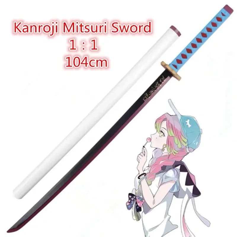 1:1 Cosplay Anime Demon Slayer Schwert-Requisiten Kanroji Mitsuri Schwert Anime Ninja Tengen Hashibira Inosuke Messer PU-Spielzeug 104cm
