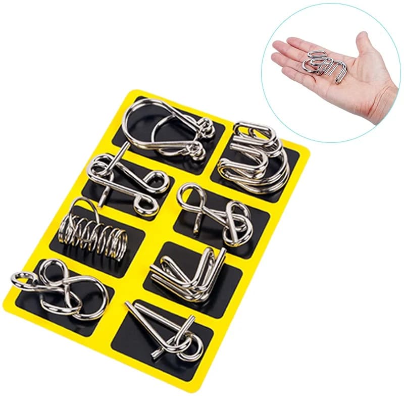 8 Teile/satz Metall Montessori Puzzle Draht IQ Geist Gehirn Teaser Puzzles Erwachsene Interaktive Spiel Reliever Pädagogisches Spielzeug