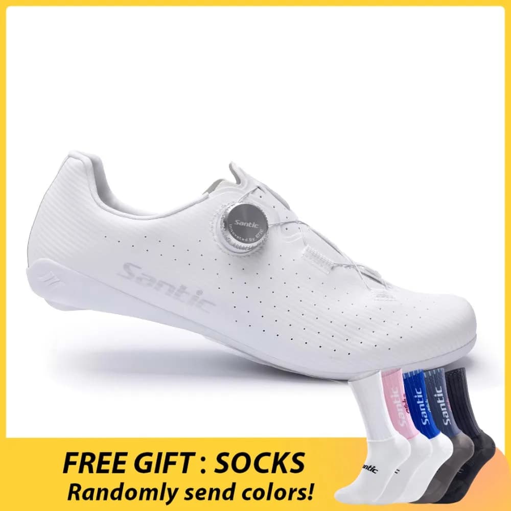 Santic Männer Radfahren Schuhe Carbon Faser Laufsohle Rennrad Schuhe Frauen Atmungsaktive ATOP Reel Knopf Schnürung System WZS24043