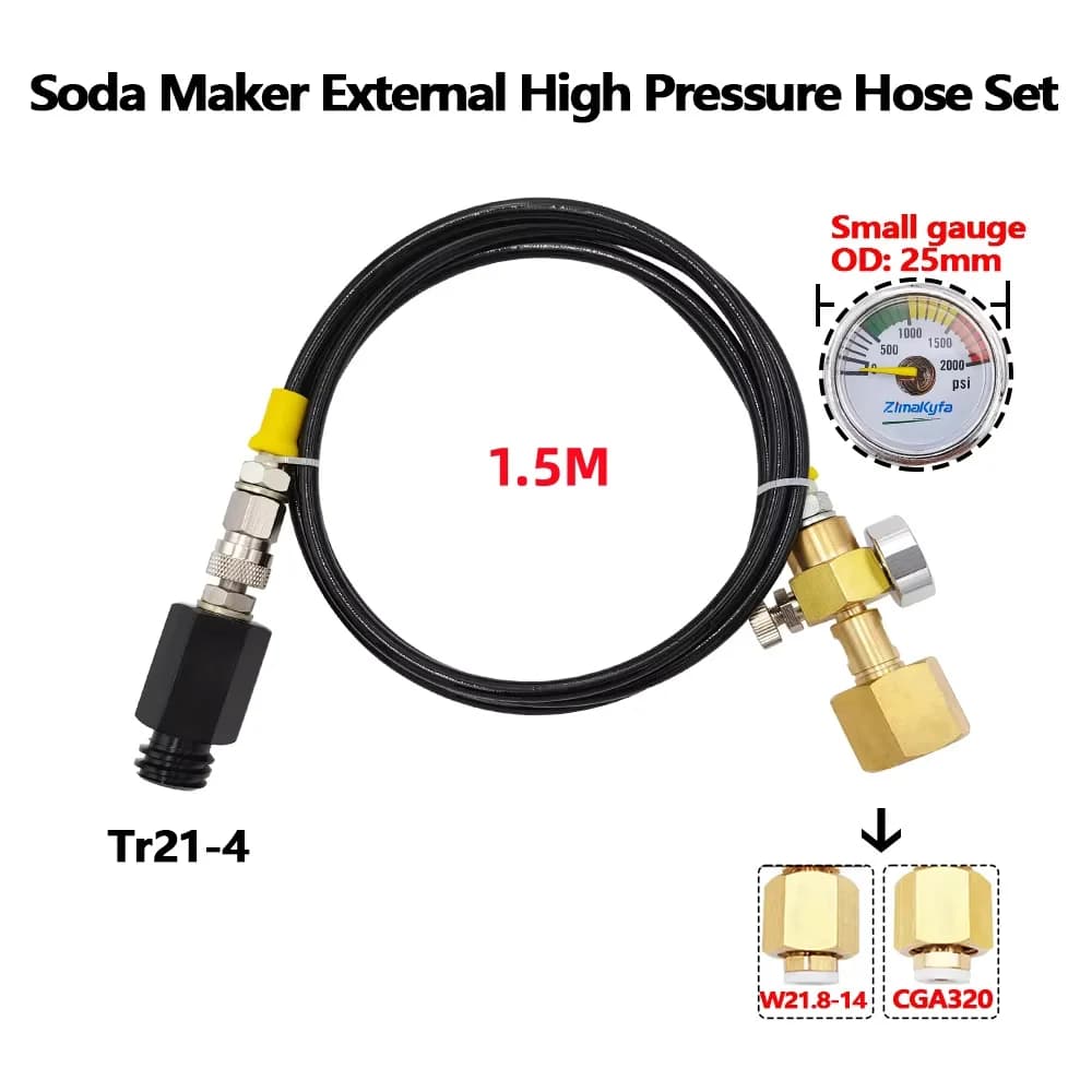 Externer Hochdruckschlauch-Satz für Sodastream Homebrew CO2 Kohlendioxid-Tank, TR21-4 bis W21.8-14 CGA320