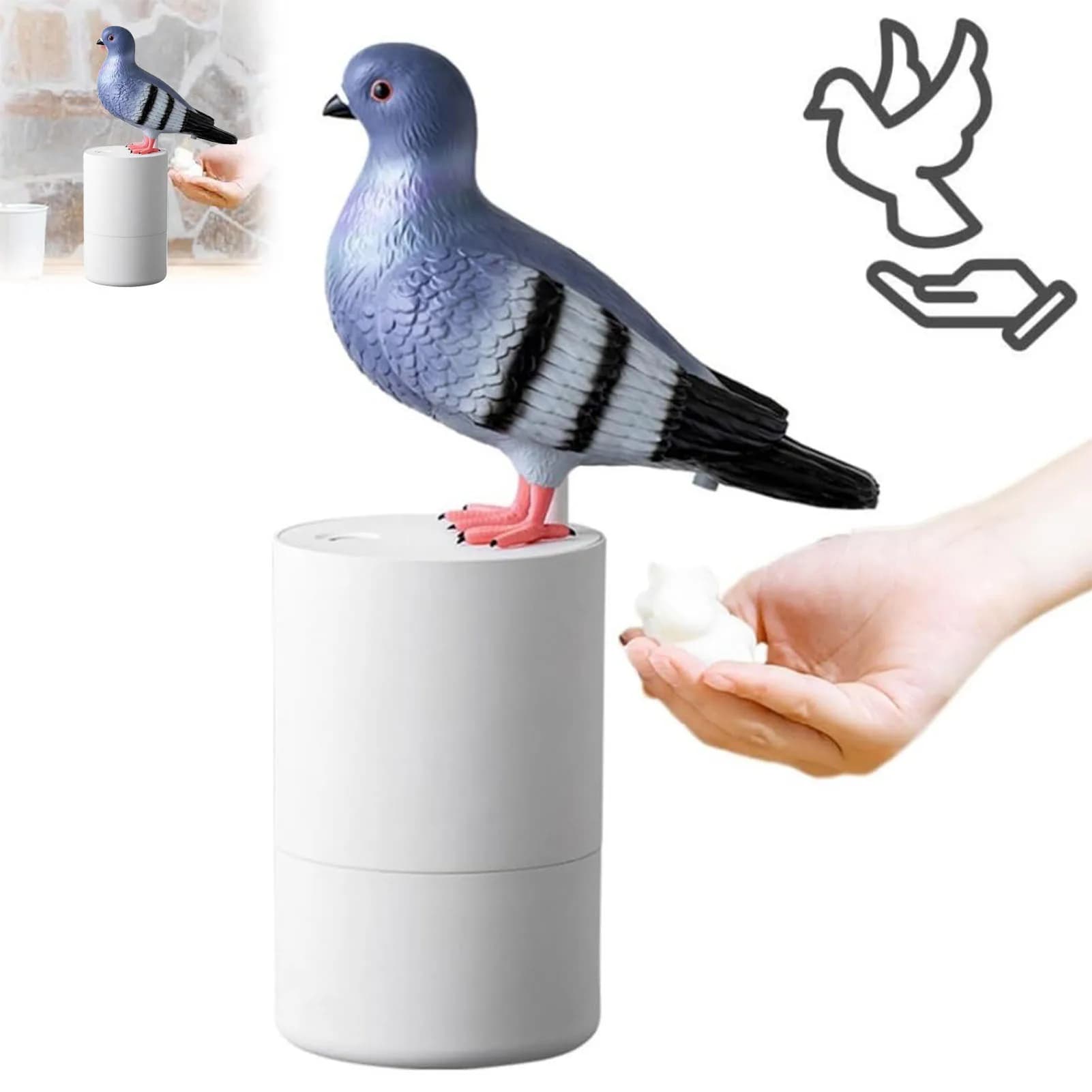 Automatischer schäumender Handseifenspender, kreativer blauer Vogel, berührungsloser Induktionsseifenspender, ABS, nachfüllbar, für Küche und