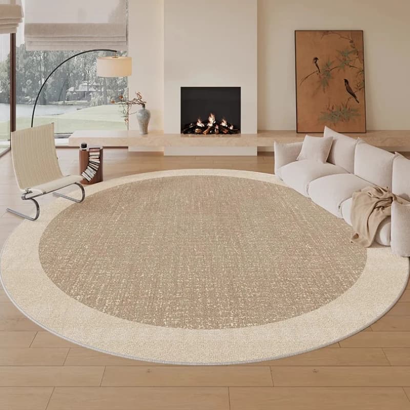 Cremefarbene Teppiche für Wohnzimmer, minimalistische Schlafzimmerdekoration, runder Teppich, dicker Plüsch, Lounge-Bodenmatte, Garderobe,