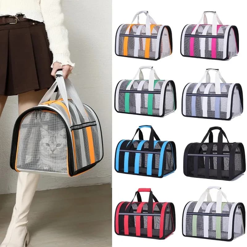 Atmungsaktive Katze Outing Bag Haustier Hund Sommer Cross Outdoor Travel tragbare zusammen klappbare kleine und mittlere Hunde käfig Mesh
