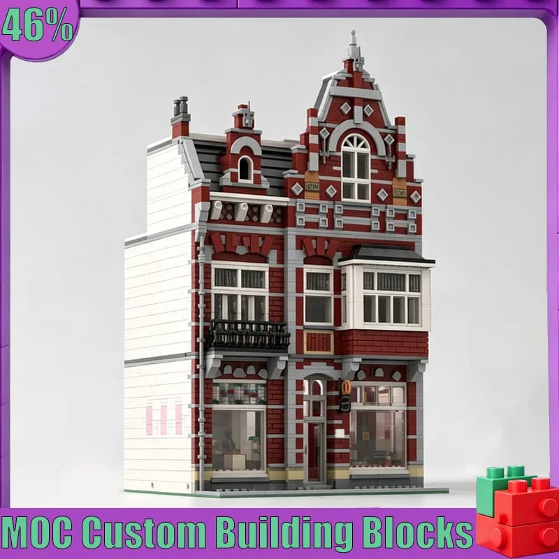 3419-teiliges MOC City Street View Konditorei-Gebäudemodell, individuelles Puzzle, Architektur-DIY-Bausatz, Lernspielzeug, Sammlerstück, Geschenk