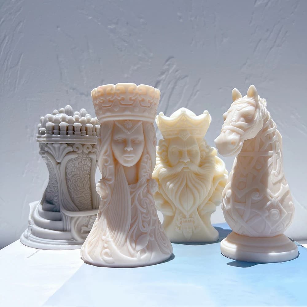 Schach König Königin Ritter Rook Kerze Form Soja Wachs Home Decor Schach Statue Silikon Form Harz Figur Silikon Form