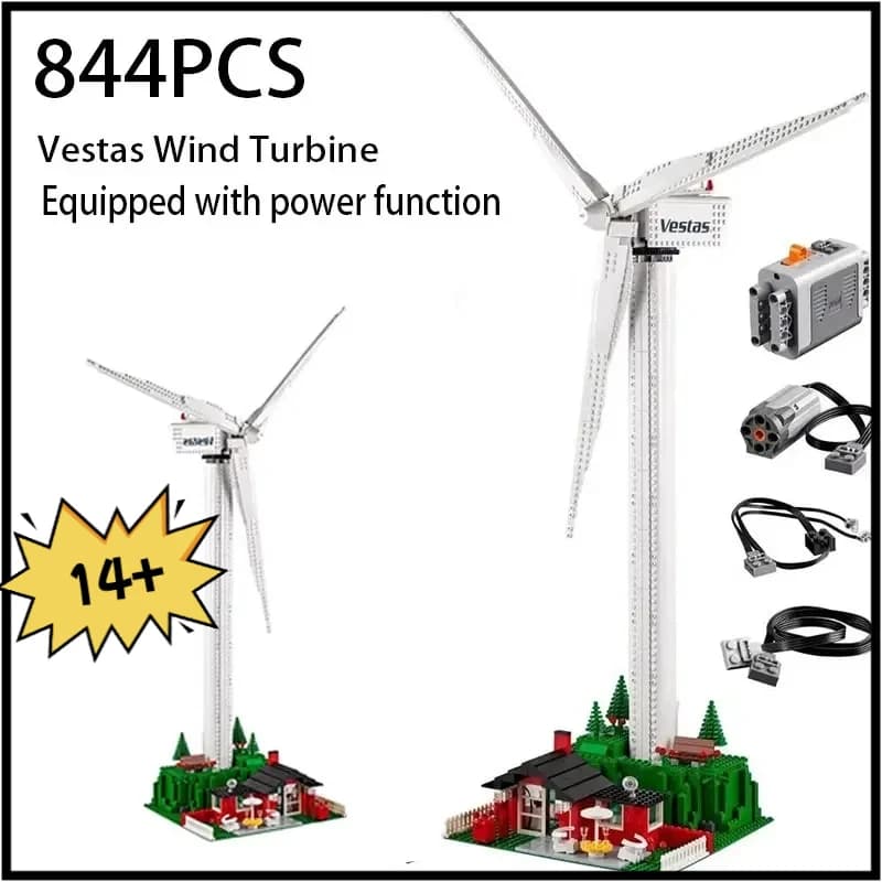 844PCS Kreative Serie Vestas Wind Turbine Bausteine Elektrische Windmühle Generator Modell Ziegel Spielzeug Für Junge Kinder Geschenk