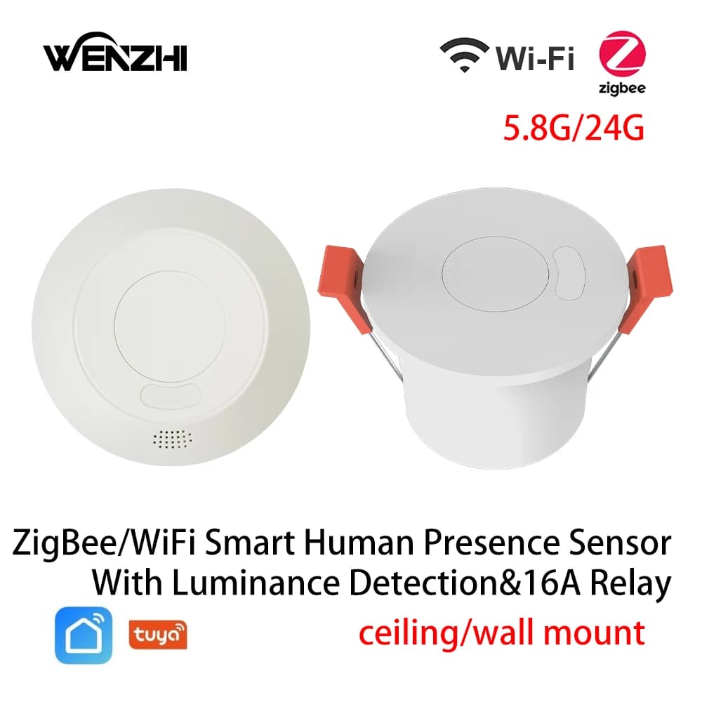 ZigBee/Wifi MmWave Radar Menschliche Anwesenheit Bewegungssensor Lichtschalter Helligkeitserkennung 110/220 V Tuya Smart Life Hausautomation