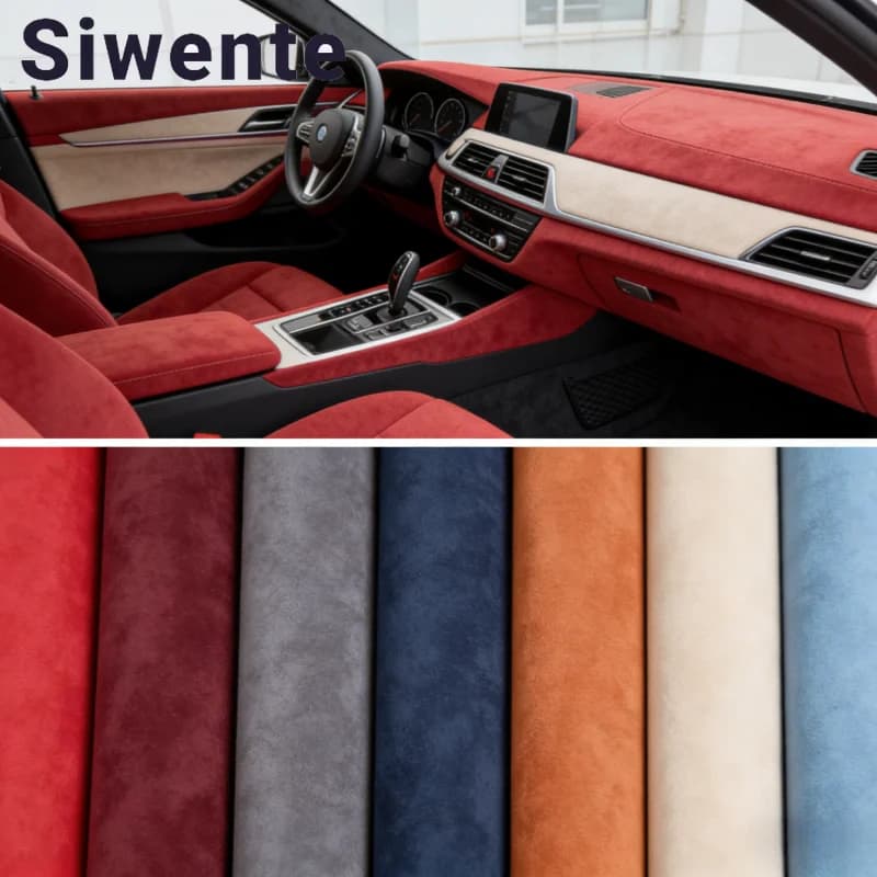 Stark Haftender Wildleder-Stoff Selbstklebende Veloursfolie für Autoinnenraum AB-Säule Türverkleidung Sofa Reparatur Schwarzes Leder