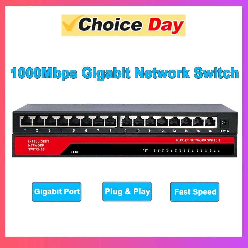 KuWFi 5/16 Port Gigabit Netzwerk Switch 10/100/1000Mbps Gigabit Ethernet Netzwerk Switch Schnelle Internet Zugang Splitter keine PoE