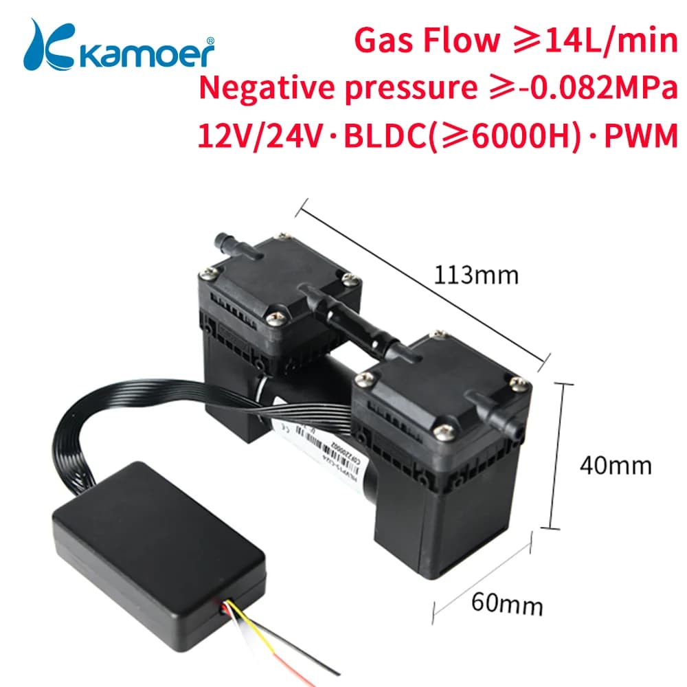 Kamoer 12-16L/min HLVP15 Vakuum Pumpe 12V 24V BLDC Motor Negative Druck 0,062 Mpa Saug Pumpe Einzigen/doppel Membran Pumpe