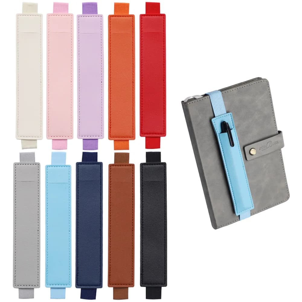 1pc PU Leder Elastische Notebook Band Halter Einstellbare Stift Hülse Bleistift Beutel Halter Strap für Notebook Binder