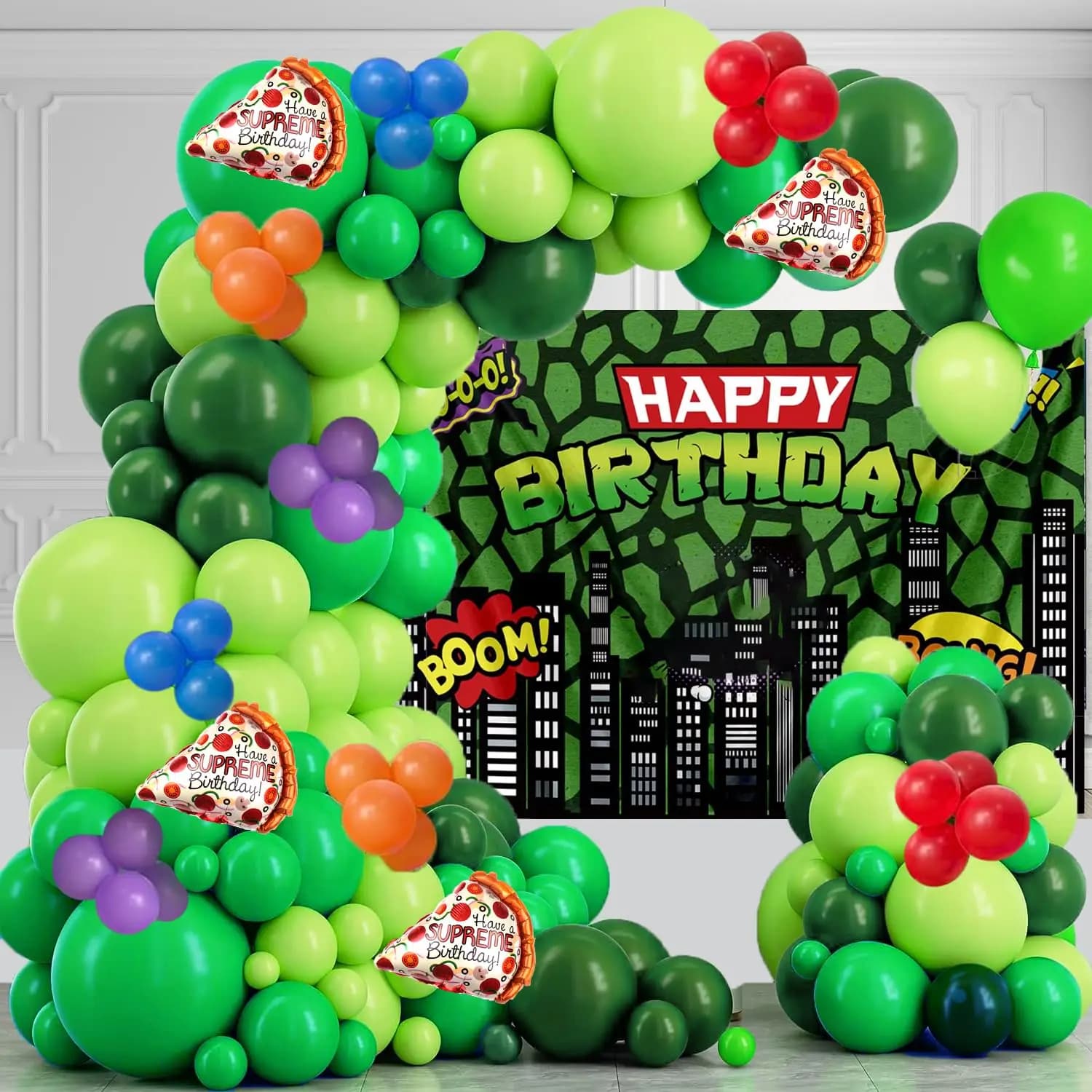 151 stücke Schildkröte Thema Geburtstag Luftballons Girlande Bogen Kit grünen Latex Ballon für Videospiel Ninja Cartoon Schildkröte Party