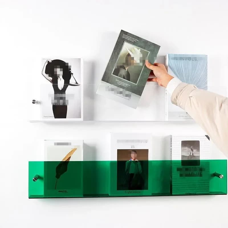 30–50 cm Acryl-Bücherregal zur Wandmontage, platzsparender Halter, individuelle Broschüre, Zeitschriften-Lesedisplay-Regal
