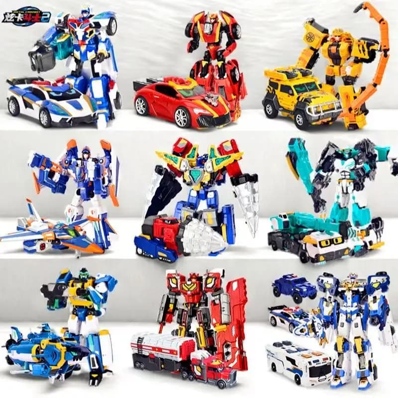 Metall Cardbot S BLUE COP TRINITY Transformierender Roboter SUV Auto Karten-Truck Spielzeug Actionfigur ABS Transformationsmodell Geschenk für Jungen