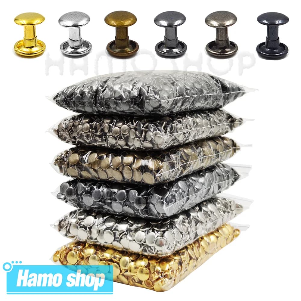100sets 6-8mm Metall Doppel Kappe Runde Nieten Nieten Kollision Nagel Spike Rock Leder Handwerk Schuh Tasche Gürtel kleidungsstück Armband DIY