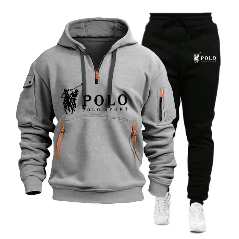 Herbst und Winter 2025, neues Herren-Freizeitset, ein modisches Outdoor-Wanderset, winddicht und warm, Herren-Hoodie und Hose, 2-teiliges Set