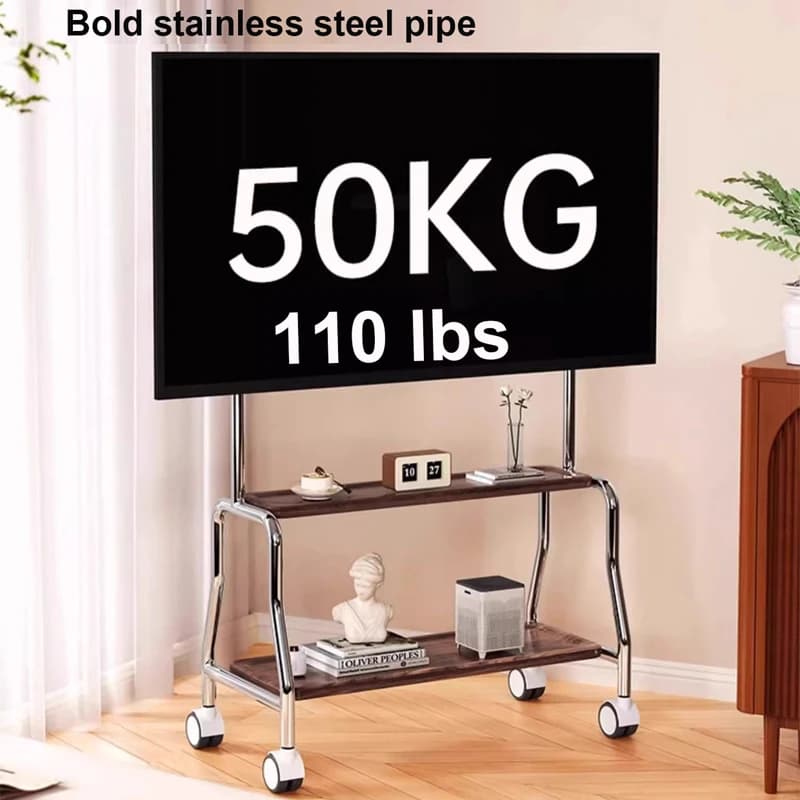 Bodenständer, TV-Stützregal, abnehmbar, mit Rädern, 32–75 Zoll, TV-Wagen, TV-Regal, stummgeschaltete Räder bis zu 110 Pfund, max. VESA 600 x 400