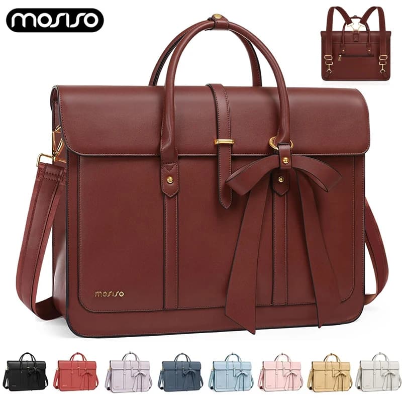 MOSISO Damen-Einkaufstasche für MacBook 13, 14, 15, 16, 17,3 Zoll Notebook, PU-Leder, Laptop, Umhängetasche, Rucksack, Handtasche, doppelter