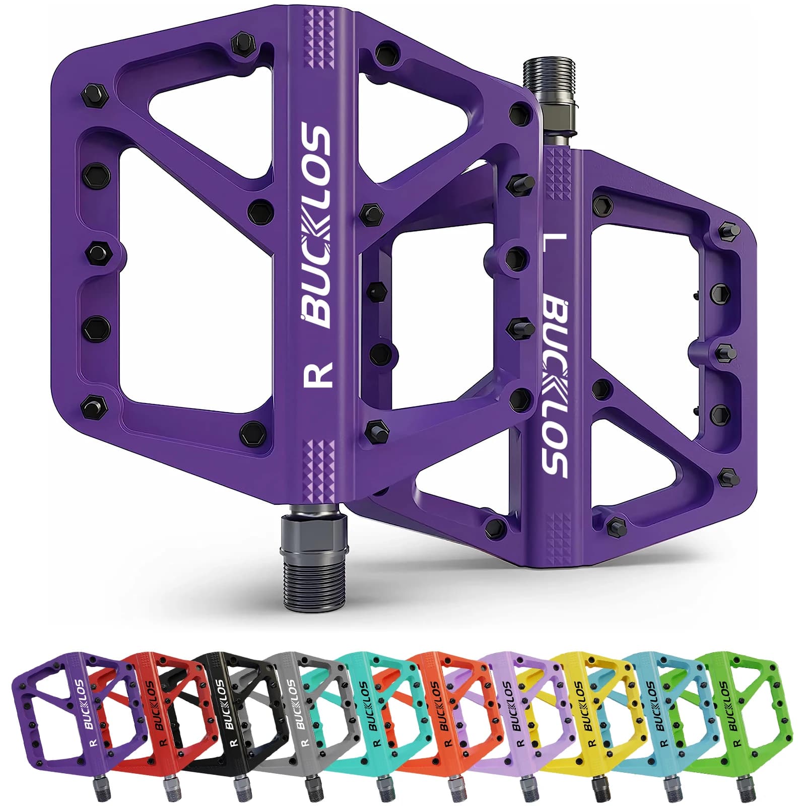 BUCKLOS Pedale DU Lager Fahrrad Pedal Plattform Ultraleicht Nylon Straße Mountainbike Pedal Rutschfeste MTB Flache Pedale Fahrrad Teil