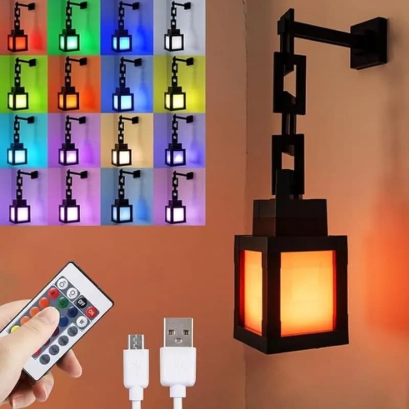 Pixel-Laterne Nachtlicht - 16 Farbwechsel LED-Stimmungslicht mit Fernbedienung, Tisch- & Wandmontierbar für Schlafzimmer-Deko Geschenk