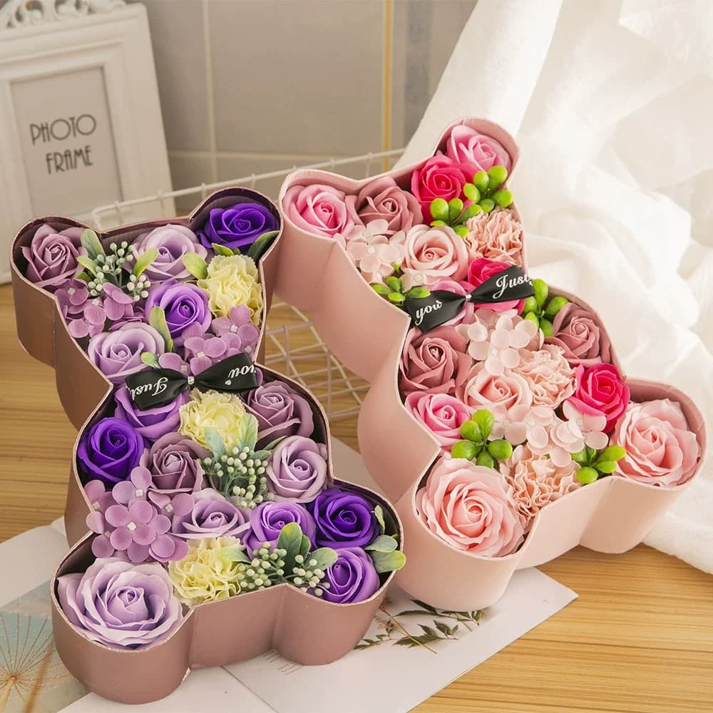 Muttertag Rose Geschenkbox Seifenblume Geschenkset Valentinstag Rosen Boutique Paket Geschenke für Frau Hochzeitszubehör Hochzeit