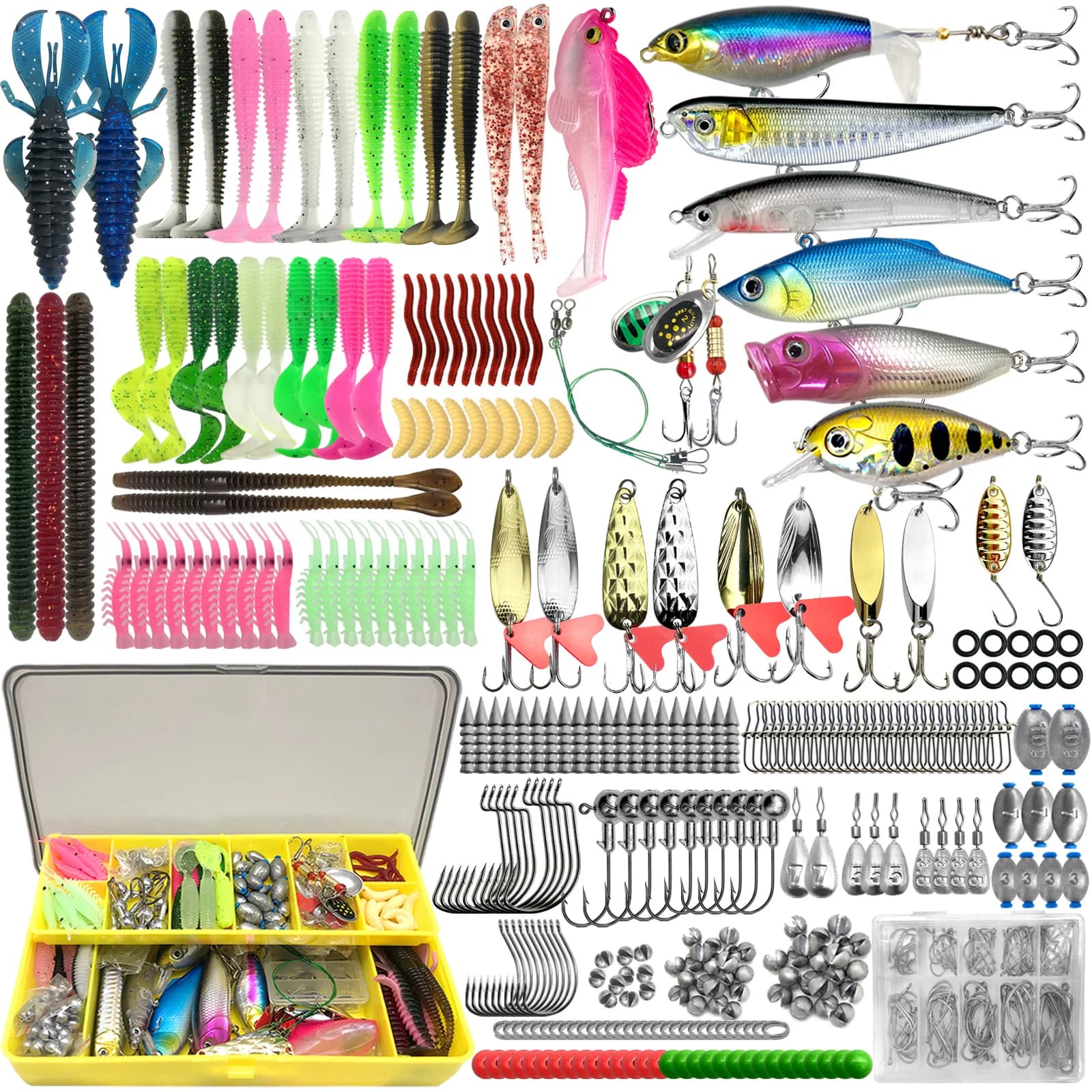 Angel-Köder-Set 83/133/193/239/409 Teile für Forelle/Hecht/Barsch - Mehrschichtiges Pro-Gear-Tackle mit Profi-Ausrüstung und Angelzubehör-Box