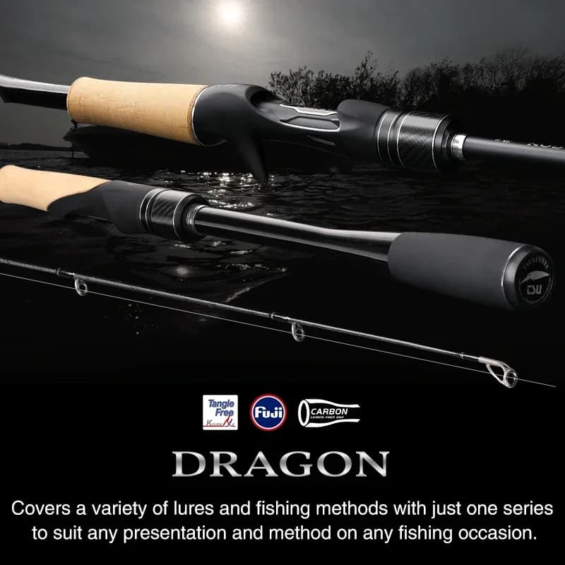TSURINOYA DRAGON Angelrute 1,98m 2,08m L ML M Schnelle Aktion Spinn- und Wurfangelrute für Bass und Hecht mit FUJI-Ringen, Carbon, 2-teilig