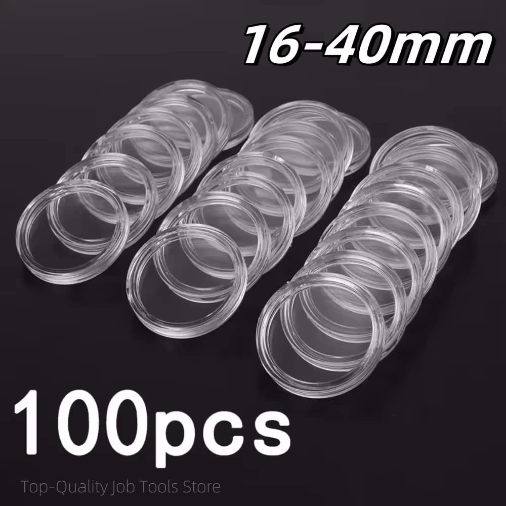 100 Stück 16-40mm transparente runde Münz aufbewahrung sbox Kapseln Sammlung Münz halter Behälter Münz kapsel etui liefert Geschenke münzkapseln