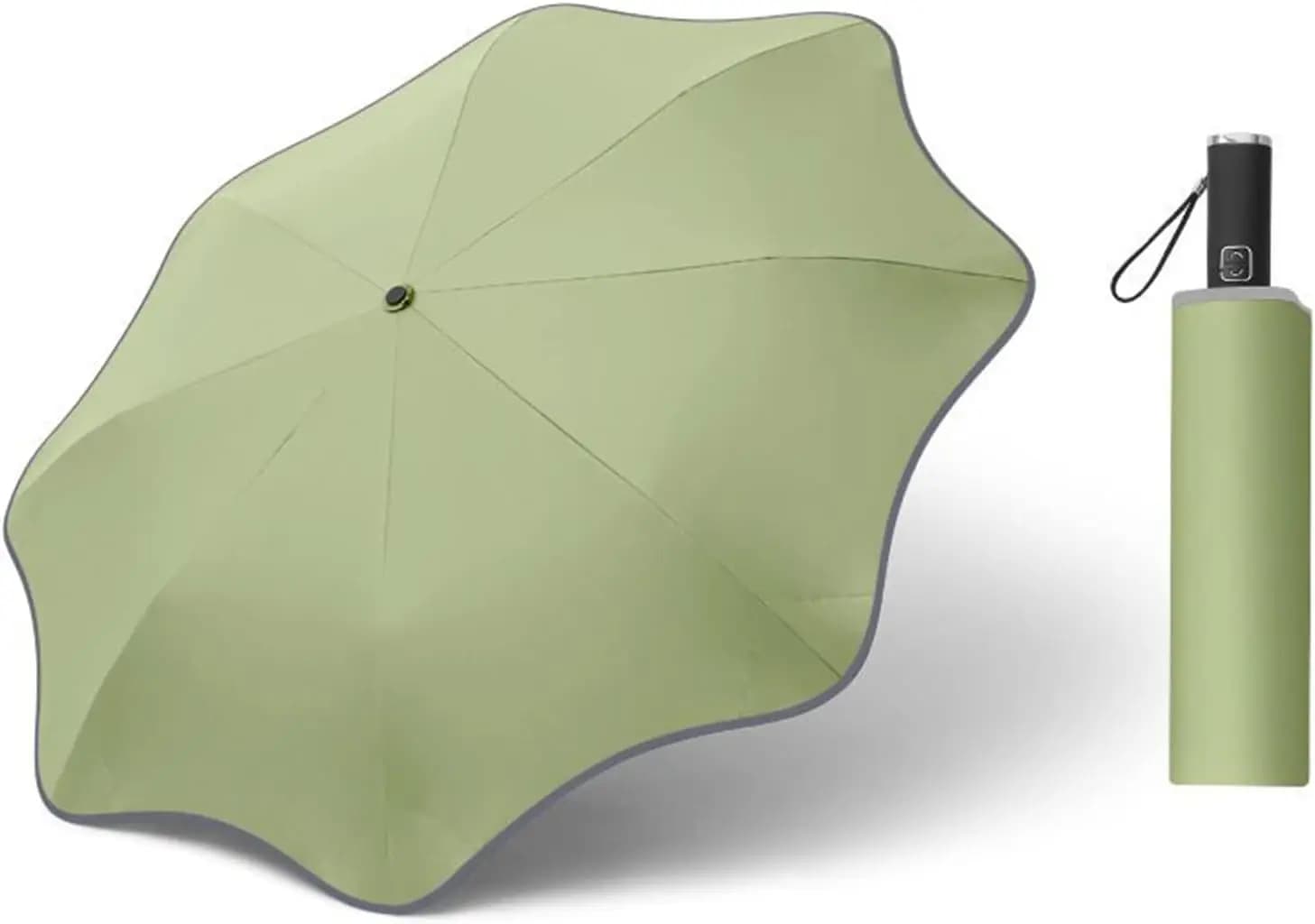 Safes hine runde Ecke Anti-Stochern sonniger regnerischer Regenschirm reflektieren der Streifen leichtes Anti-Vollglas-Skelett 8 Rippen