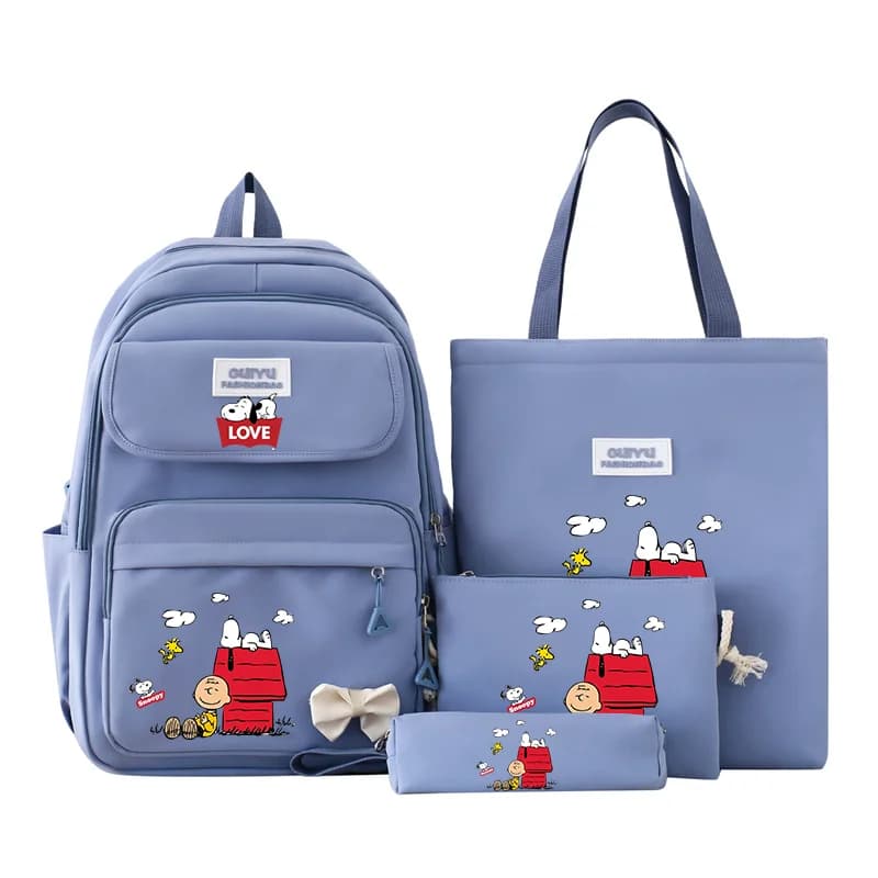 4 Teil/satz Snoopys Junge Mädchen Schul Kinder Rucksack mit Bleistift Umhängetasche Teenager Anime Buch Handtasche Frauen Student Kawaii Geschenk