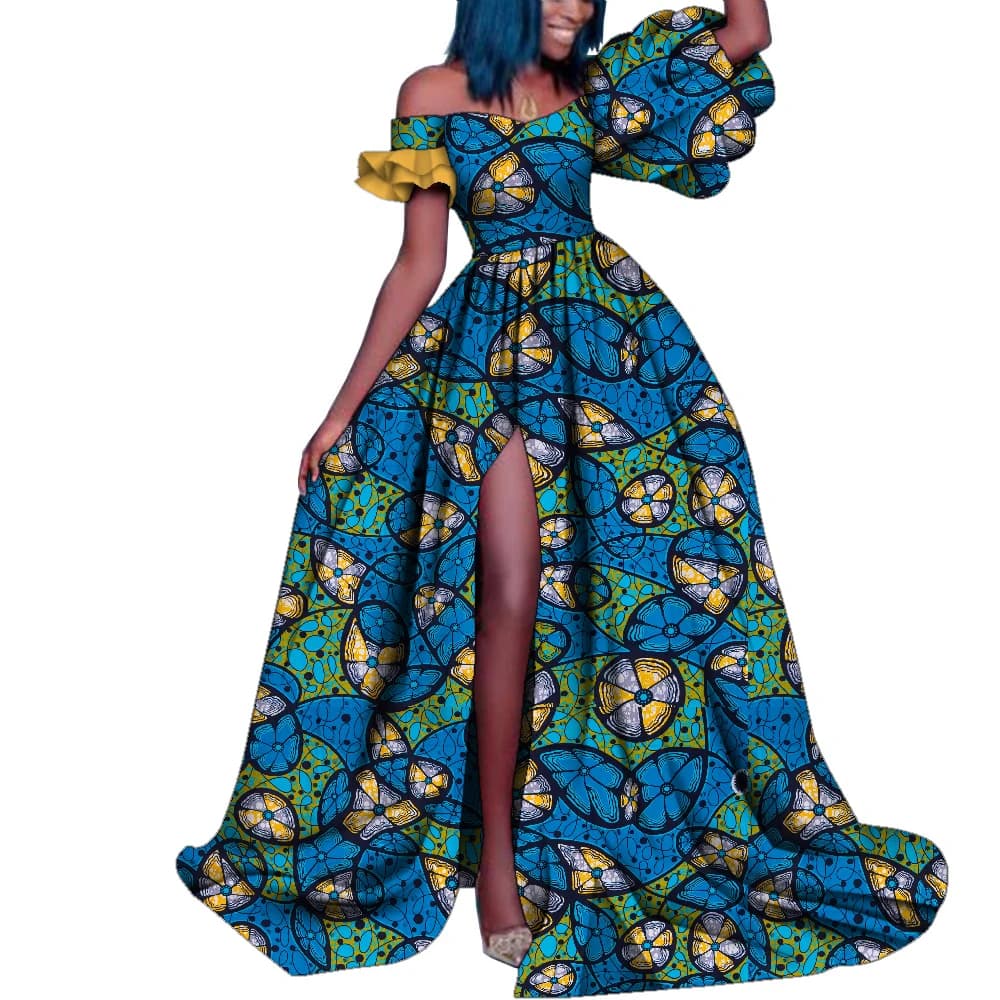 Ankara Mode afrikanische Kleidung für Frauen drucken Maxi lange Kleider für Frauen Dashiki Party tragen Split elegante Dame Kleider wy4984