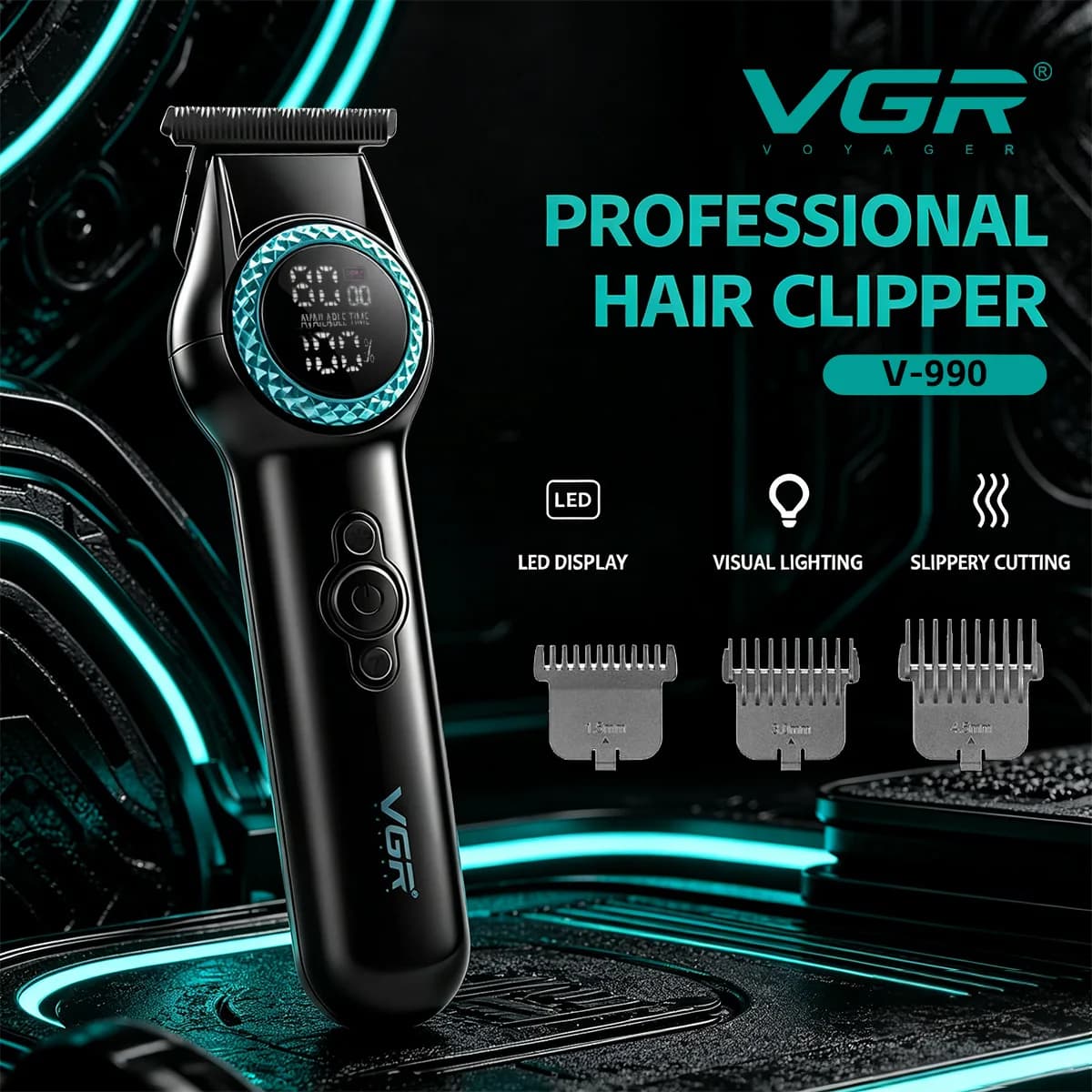 VGR Haartrimmer Schnurlos Haarschneidemaschine Barbier Elektrisch 8000 U/min Haarschneider Fachmann Haarschnitt Trimmer für Männer V-990