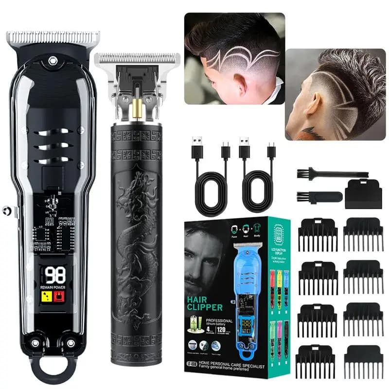 Haarschneider, professioneller Bart-/Haarschneider für Männer, LCD-Display, Herrenpflege, kabellose Haarschneidemaschine, Elektrorasierer für